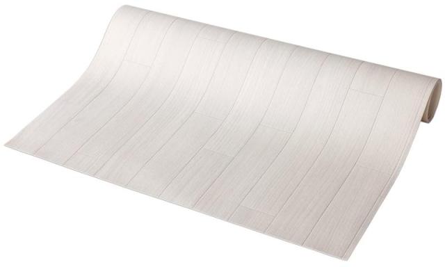 ラグリエ タイル柄 フロアマット (約90×1000cm, 木目 アイボリー)