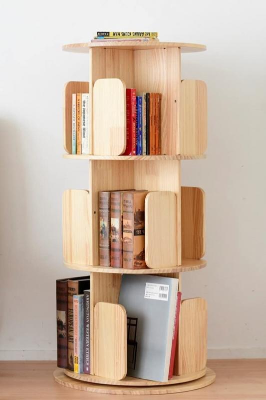 山善(YAMAZEN) 本棚 (回転式本棚) 絵本棚 天板に物が置ける A4が