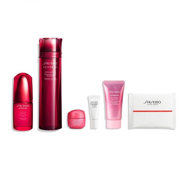 SHISEIDO 美のめぐり ホリデーキット | 美容液（旧モデル） ＋ 化粧液 ＋ クリーム 化粧下地 ハンドクリーム コットン 特製サイズ セット | ジェル・リキッド状 | グリーンフローラルの香り | スキンケア 保湿 きめ ハリ ホリデー コフレ