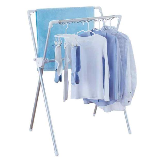 天馬 軽くてサビにくいアルミパイプを使用している室内物干し 洗濯物干し 組立式 室内用 アルミ伸縮式布団干しX型コンパクト ホワイト 幅93-148×奥行57×高さ87-125cm PS-34Aの通販は