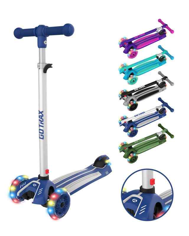 RideVOLO キックスクーター 子供向けキックボード キックスケーター 女の子/男の子 三輪車 3段階高さ調整 光るLEDタイヤ 軽量 持ち運び便利 耐荷重50kg アウトドアに適用 おもちゃ 安定 誕生日プレゼント/ギフト (ブルー)の通販は 7,625円