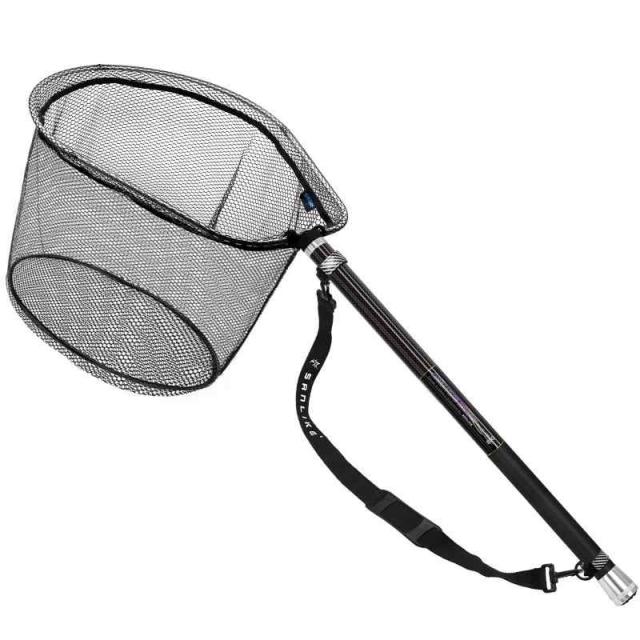 サンライク(SANLIKE) タモ網 たも網 たもあみ 伸縮 3m/5m/6m/7m /8m 小継 99%カーボン製 9段階 玉網 釣り タモ たまあみ ランディングネット 枠サイズ60X48cm 淡水海水両用 (8M)