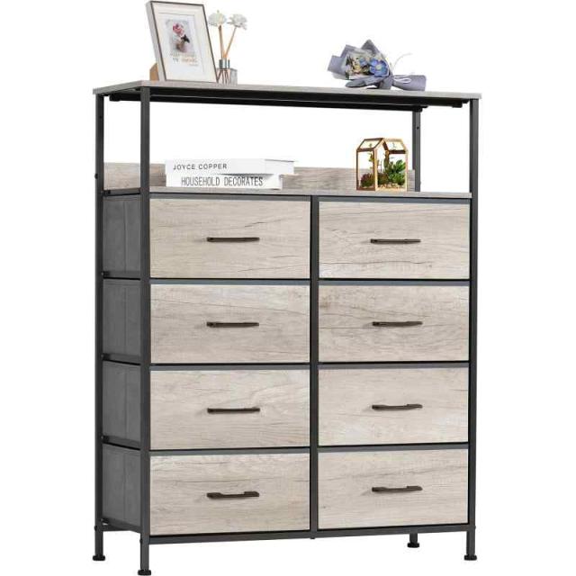 【LYNCOHOME】棚付き収納チェスト タンス 置くだけでオシャレな部屋になる (グレージュ, 3段 (幅80×奥行30×高さ84cm, 6引き出し))