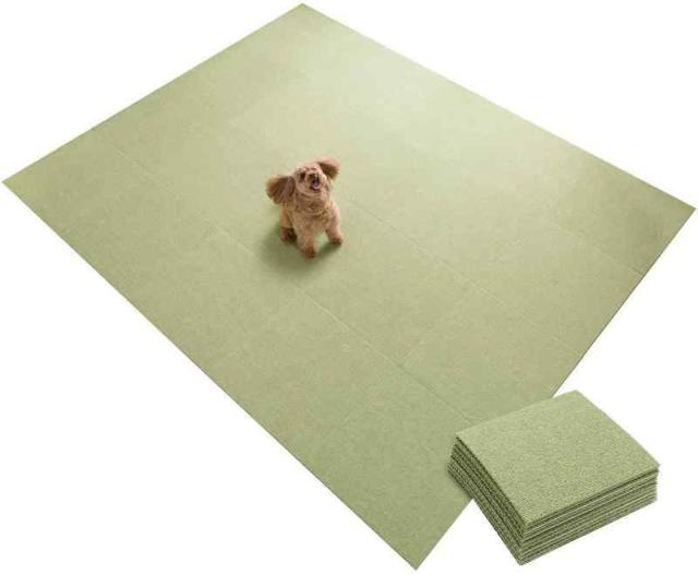 サンコー カーペットタイプ ずれない タイルカーペット おくだけ吸着 タイルマット ジョイントマット (グリーン)の通販は 13,400円