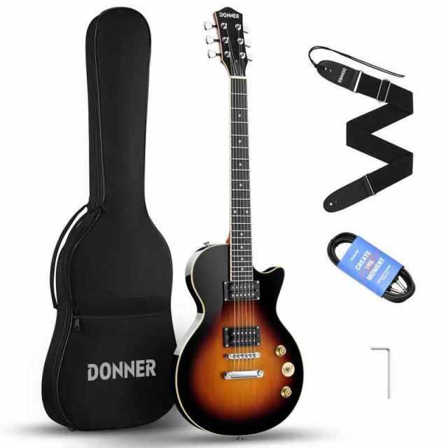 Donner DL-124 エレキギター 39インチ ソリッドフルサイズ バッグ＆ストラップ＆シールド付 初心者向け (サンバースト)