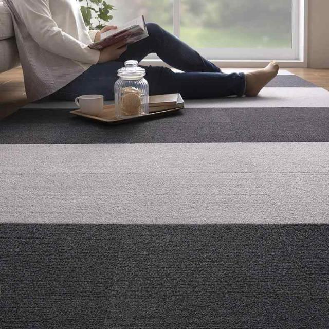 サンコー カーペットタイプ ずれない タイルカーペット おくだけ吸着 タイルマット ジョイントマット (25×25cm, ダークグレー&ライトグレー)の通販は