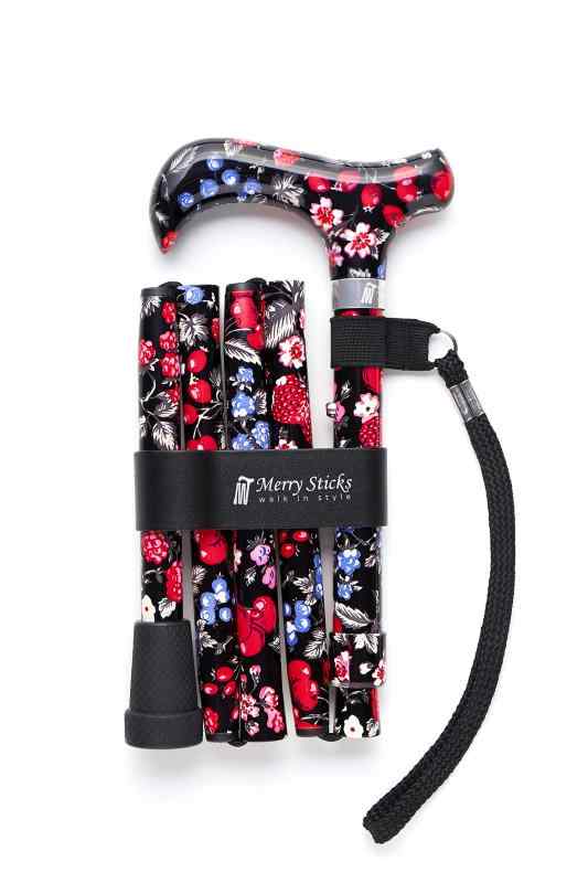 Merry Sticks（メリースティックス） ／ ブライトライフ／ 折りたたみステッキ ／ 杖 (ワイルドベリー（ブラック）)