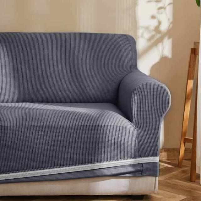 Topfinel ソファーカバー 1人掛け 2人掛け 3人掛け 洗える 肘付き 無地 北欧 ストレッチ 伸びる 伸縮素材伸び良く 滑り止め 柔らかい 犬 猫 傷 四季適用 (3人掛け, グレー)の通販は