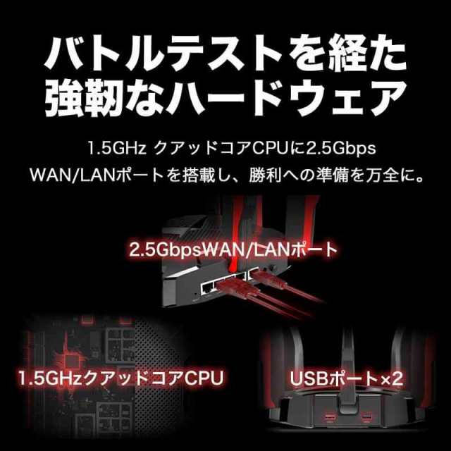 TP-Link WiFi ルーター WiFi6 PS5 対応 無線LAN 11ax AX6600 4804Mbps(HE160)+1201Mbps+574Mbps トライバンド OneMesh対応 メーカー3年 A