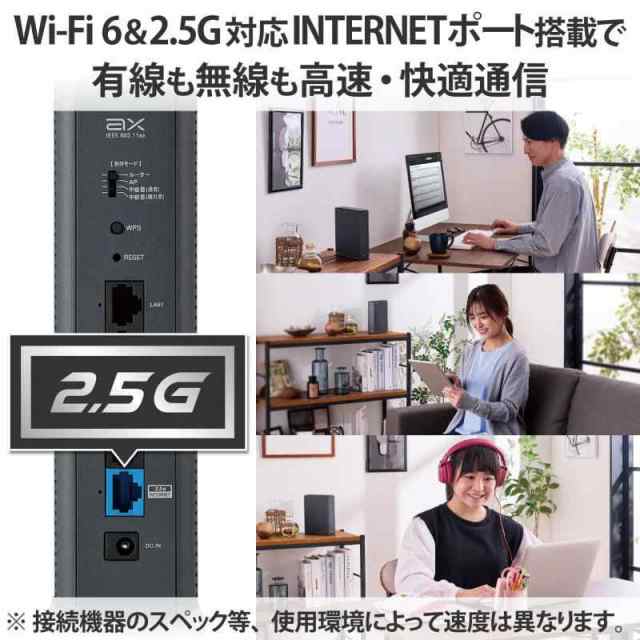 エレコム WiFi ルーター 無線LAN Wi-Fi6 AX6000 4804+1147Mbps IPv6(IPoE)対応 有線2.5Gbps セキュリティ搭載 戸建3階建 マンション4LDK 