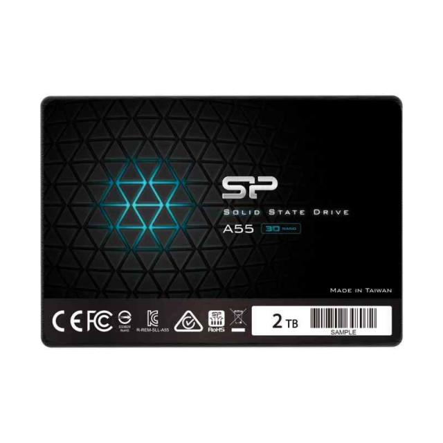 シリコンパワー SSD 3D NAND採用 SATA3 6Gb/s 2.5インチ 7mm 3年 A55シリーズ (2TB, 単品)