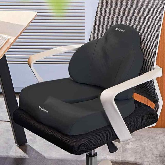 Meikaso シートクッション 2点セット座布団 腰クッション低反発クッション ファッション車腰まくらランバーサポート アップグレード ハイエンド 人間工学 腰サポート腰痛クッション お尻クッション 骨盤サポート 運転 背もたれ 腰当て 車用品 オフィス