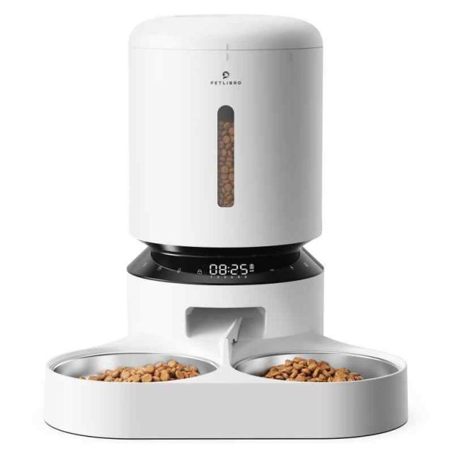 PETLIBRO 自動給餌器 猫 多頭飼いに向け 5L大容量 1日6食 1食0-50分量設定可能 10秒録音 2個のステンレス製トレイ付き猫 中小型犬用 自動餌やり機 蓋ロック 鮮度を保つ 給餌器 タイマー式 2WAY給電 赤線センサー 日本語対応説明書付