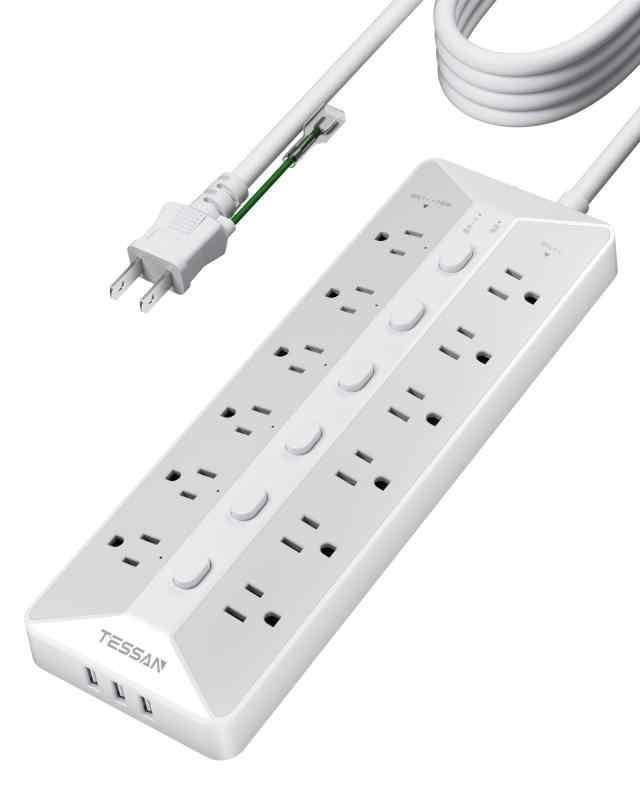 電源タップ スイッチ付き 延長コード usb コンセント TESSAN 12個AC口 3個USBポート テーブルタップ 壁掛け マルチタップ oaタップ 幅広コンセント たこあしコンセント たこ足配線 (5M, USB付き) 4,406円