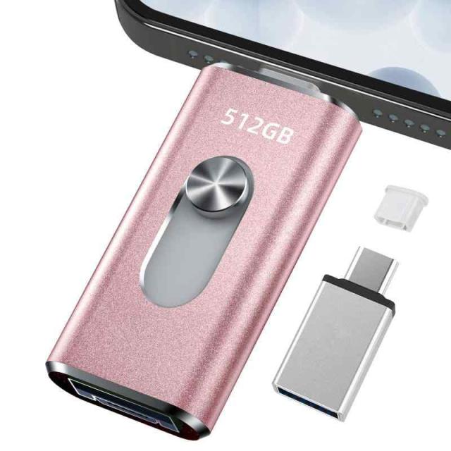 512GB usbメモリ【アプリ不要・アルバムから写真保存】４in1プッシュ型 Phone対応 スマホ携帯 高速 データ保存 バックアップ iOS/Type-C/USB/Micro USBフラッシュメモリ 外付けストレージ スライド式 容量不足解消 usb