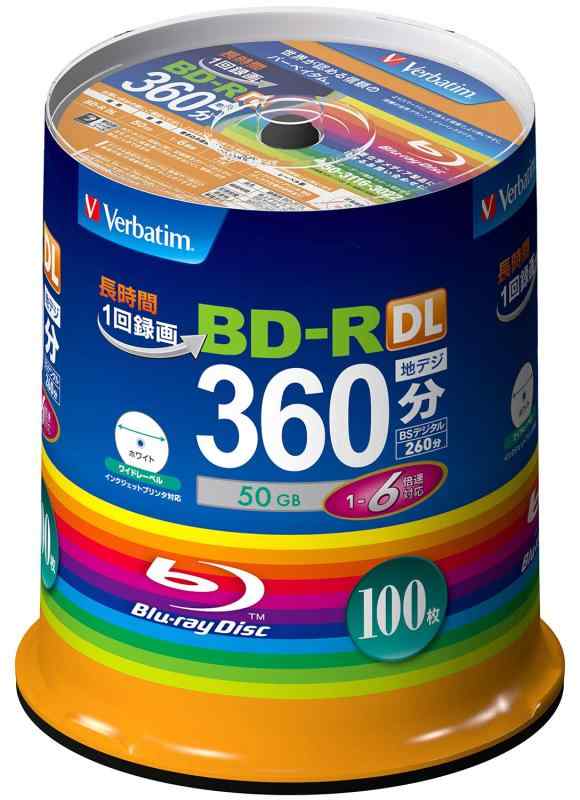 Verbatim BD-R/RE (1回録画 50GB, 100枚スピンドル)