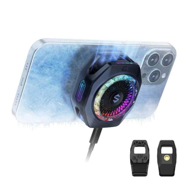 【最新 磁気式 スマホ散熱器】Black Shark スマホクーラー スマホ冷却ファン ペルチェ素子 クーラ (5Pro Black)