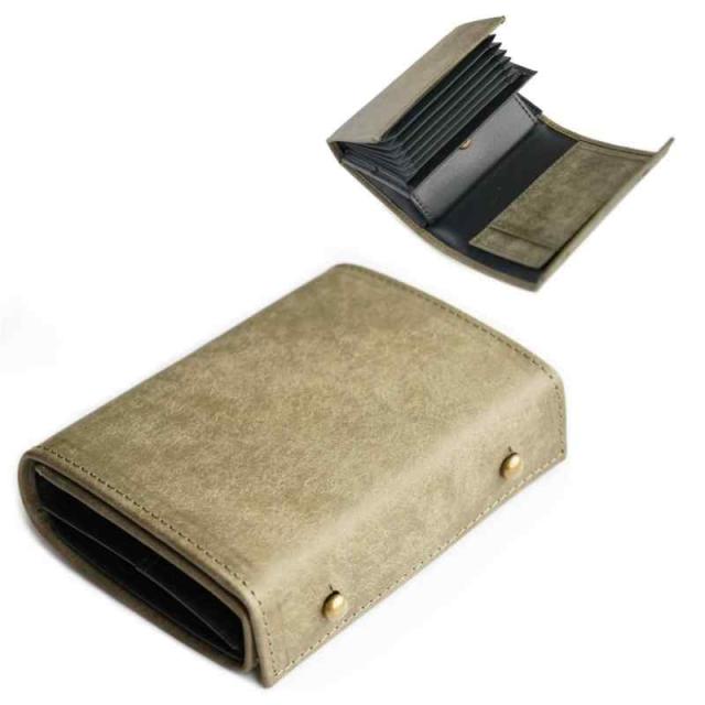 [IrideScent] 二つ折り財布 メンズ 2つ折り 箱型の小銭入れ イタリアン レザー プエブロ ミニ財布 コンパクト 小さい財布 二つ折り 箱状です 牛革 大容量 L字 レディース PUEBLO (Gray 蛇腹式)