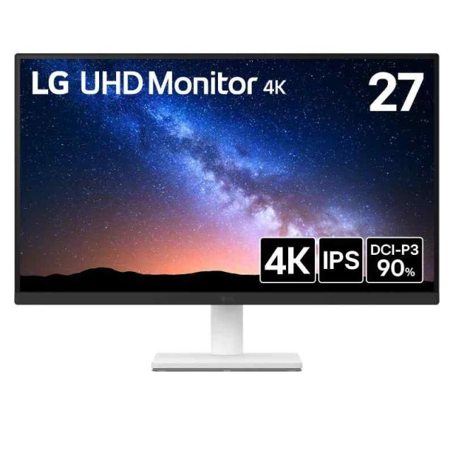 LG モニター ディスプレイ 27US500-W 27インチ/4K(3840×2160)/IPS/約10.7億色表示(8bit+FRC)/DCI-P3 90%/HDR/アンチグレア/HDMI×2/DisplayPort/フリッカーセーフ/ブルーライト低減モ