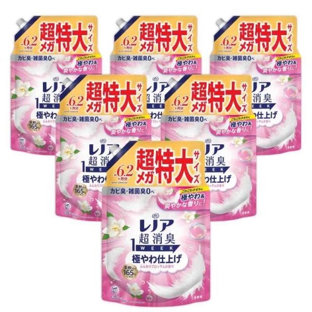 レノア 超消臭1WEEK 柔軟剤 極やわ仕上げ ふんわりブロッサムの香り 詰め替え 1900mL×6袋 [大容量] [ケース品]