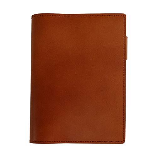 手帳カバー A6 正寸 本革 切り目仕上げ (ブラウン, 厚み：ラージ (厚さ：20mmまで))