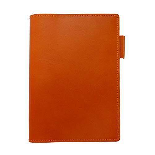 手帳カバー A6 正寸 本革 切り目仕上げ (オレンジ, 厚み：スモール (厚さ：12mmまで))