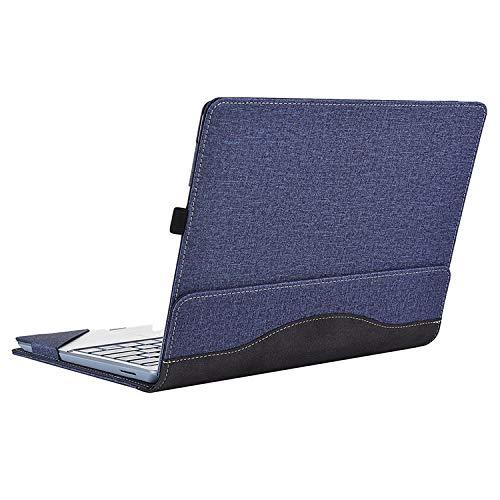 Surface Laptop Go (12.4インチ) ケース/カバー 手帳型 上質 高級PU レザー おしゃれ キャンバス調 サーフェス ラップトップ Go 手帳型タイプ レザー ケース/カバー おしゃれ タブレットケース/カバー(ブルー)の通販は 5,105円