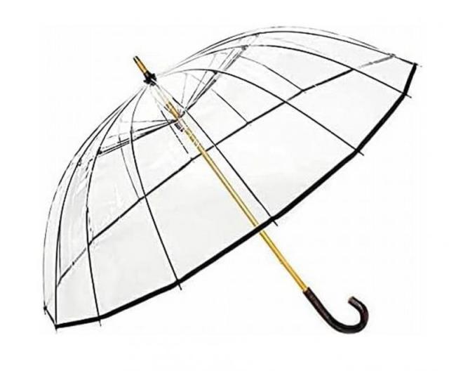 ホワイトローズ かてーる16桜 ビニール傘 収納袋付き 日本製 透明ビニール傘 カテール16桜 (ネイビー)