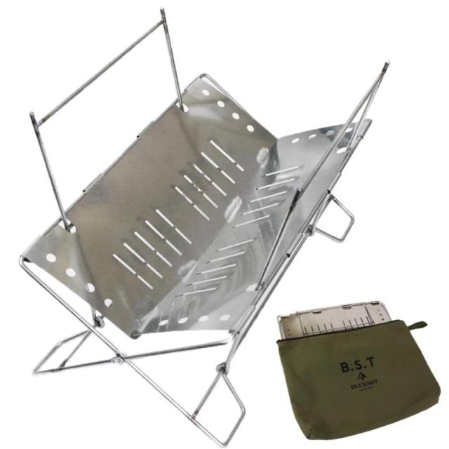 DUCKNOT 焚き火台 BST SET ソロ コンパクト 軽量 ステンレス 日本製 折りたたみ ケース ゴトク ソロキャンプ (焚き火台BST SET)