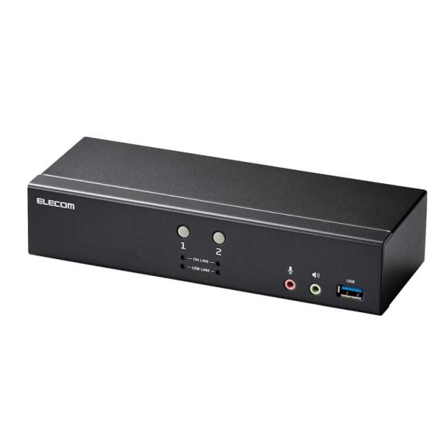 エレコム パソコン切替器 KVMスイッチ DisplayPort(TM) 2ポート PC2台切替 4K60Hz エミュレーション機能搭載 KVM-NDUS2