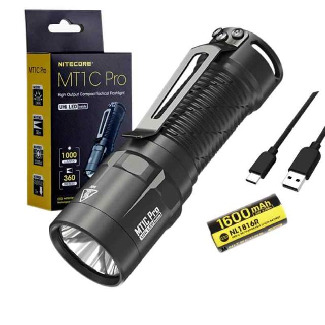 Nitecore MT1C PRO コンパクト デイリーキャリー 懐中電灯 - 1,000ルーメン バッテリーとエコセンサーUSB C充電ケーブル付き