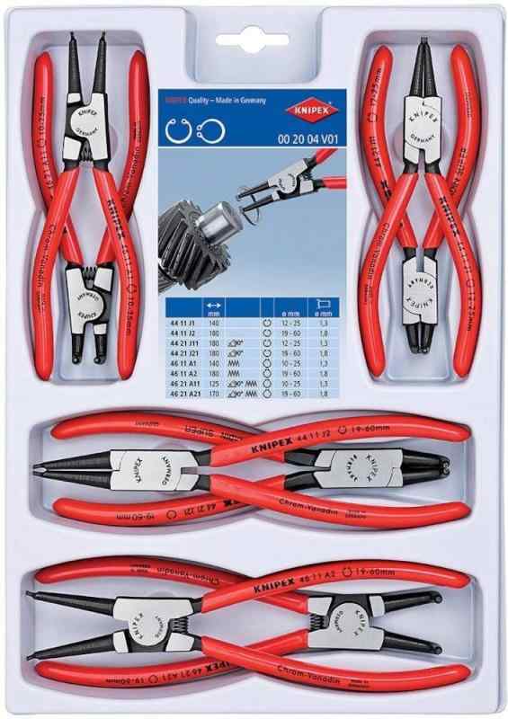 クニペックス KNIPEX スナップリングプライヤー 002004Ｖ01 スナップリングプライヤーセット(8本組) 002004V01