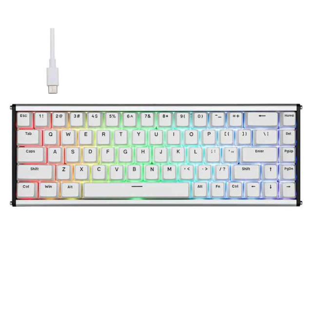 MechLands AJAZZ ALUX68 HE アルミニウム 高速 ゲーミングキーボード マグネットスイッチ 有線ホール効果キーボード 8Kポーリングレート 0.125msレイテンシー RGBバックライト付き (ホワイト, ALUX68 PLUS)