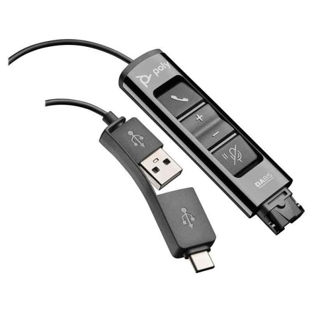 Poly - DA75 USB-A/USB-C デジタルアダプター (Plantronics) - Poly Call Center Quick Disconnect (QD) ヘッドセットに対応 (Standard Version, ボタン内蔵デジタルア