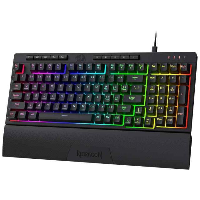 Redragon k515シヴァ有線rgbメンブレンゲーミングキーボード,98機械的な感じのキーボードw/滑らかなリニアスイッチキー,オンボードのマクロ&専用のマルチメディアキー,取り外し可能なリストレスト,サポートされているソフトウェア