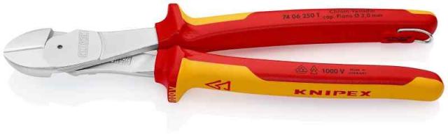 クニペックス KNIPEX ニッパー 7406-250TBK 絶縁強力斜ニッパー 落下防止(BK)