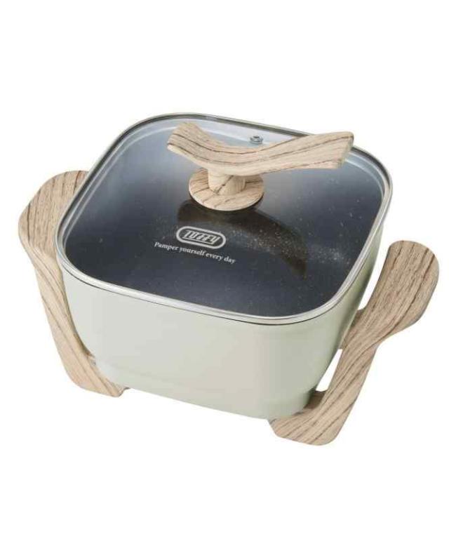 【Toffy/トフィー】 コンパクトマルチ電気鍋 K-HP3 1台6役 鍋 ヒーター一体型 煮る 焼く 蒸す 炒める 揚げる 炊く コンパクト 約2.8L ガラス蓋 レトロ かわいい K-HP3 (アッシュホワイト)