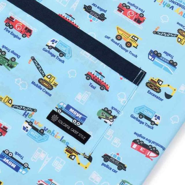 COLORFUL CANDY STYLE バッククロス子どもエプロン(100〜120cm) 撥水ノーアイロン アクセル全開はたらく車 3枚セット 男の子 かっこいい 子供用 子供 エプロン 三角巾 セット キッズエプロン 幼児 小学生 可愛い かわいい お