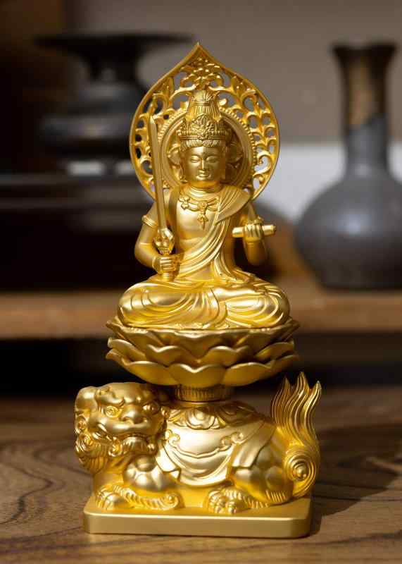【専用】金隠師様　作品6点 仏像 文殊菩薩 15cm（金メッキ/24金） 仏師：牧田秀雲 原型＿（卯年