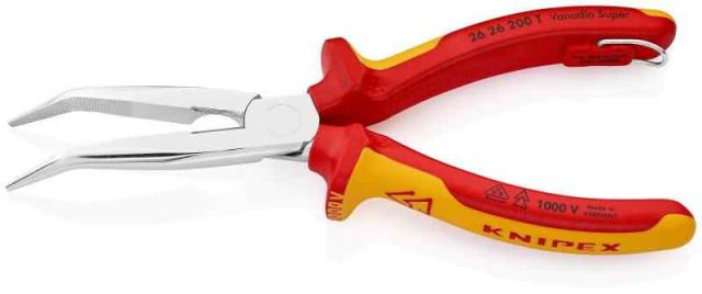 クニペックス KNIPEX 2626-200TBK 絶縁先曲ラジオペンチ落下防止(BK)_1