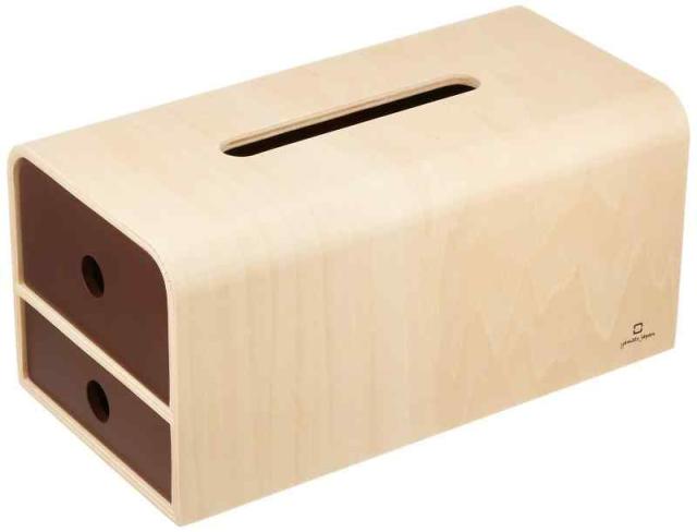 ヤマト工芸 小物入れ付きティッシュケース 「STOCK tissue」 ブラウン YK14-108