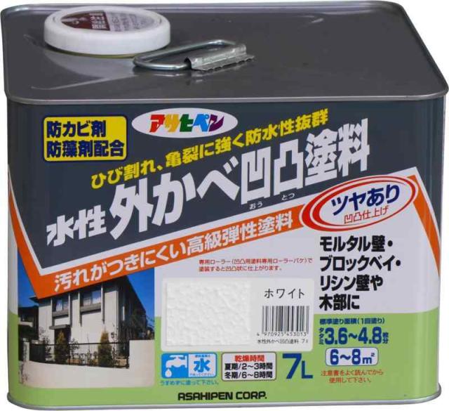 アサヒペン(Asahipen)水溶性外かべ粗さえの具ツヤあり3L/7L/14L (白いこと)