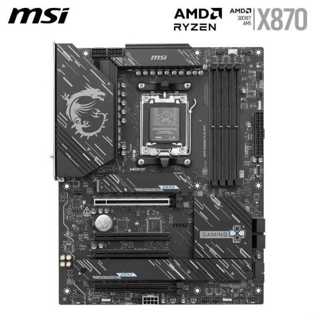MSI X870 ゲーミングプラス WIFIマザーボード、ATX - AMD Ryzen 9000/8000/7000プロセッサ、AM5-60A SPS VRM、DDR5メモリブースト8200+ MT/s (OC)、PCIe 5.0 x16 & 4.0 x_1