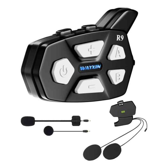 WAYXIN R9 バイクインカム FMラジオ ヘルメット イヤホン Qualcommチップ 最大6人接続&同時通話 Bluetooth5.1 通信距離1500m 音楽共有 HIFI音質 IP67防水 TELEC認証 日本語音声 自動再復帰 Siri対応 の通販は 9,659円