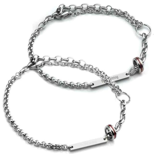 ペアブレスレット ペアアンクレット つけっぱなし 本物の赤い糸 カップル 金属アレルギー対応 シンプル ペアアクセサリー プレゼント 人気 (シルバー)