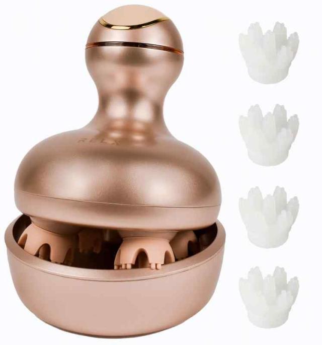 【熟練ヘッドスパニスト監修】RELX ヘッドスパ 電動頭皮ブラシ IPX7防水 スカルプケア (日本企業企画) 3D振動 リラクゼーション器 美容家電 コードレス プレゼント (1.ローズゴールド)