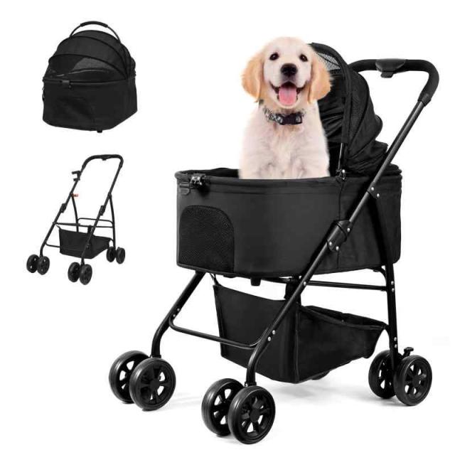 WODEGOUペットカート 分離型 折りたたみ ペットバギー 小型犬 中型犬 猫 犬 カート 3WAY 多頭 取り外し可能 収納簡単 多機能 ４輪 前輪360°回転 組み立て簡単 軽量 耐荷重25KG 介護用 お出かけ 散歩 キャンプ 日本語取扱説明書付きの通販は