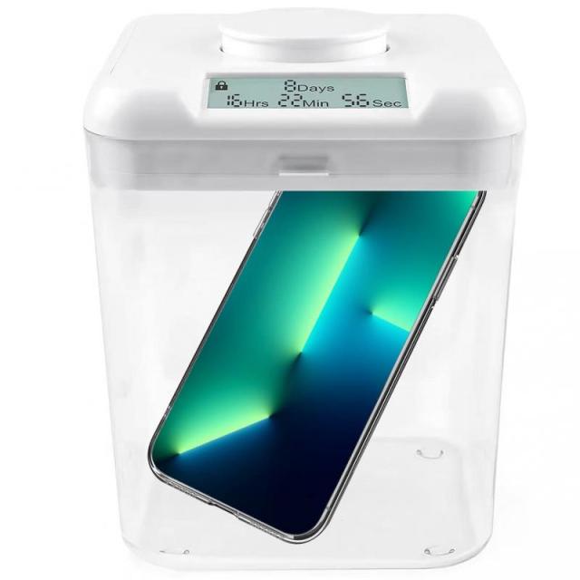 タイムロッキングコンテナ スマホロックボックス タイムロックボックス 禁欲ボックス タイムロッキング スマホ依存症対策 スマホ ロック タイム ロック ボックス 大容量 電池式 時間を自由に設定 禁煙 お金 お菓子 スマホやゲームのやりすぎに最適 ホワイト