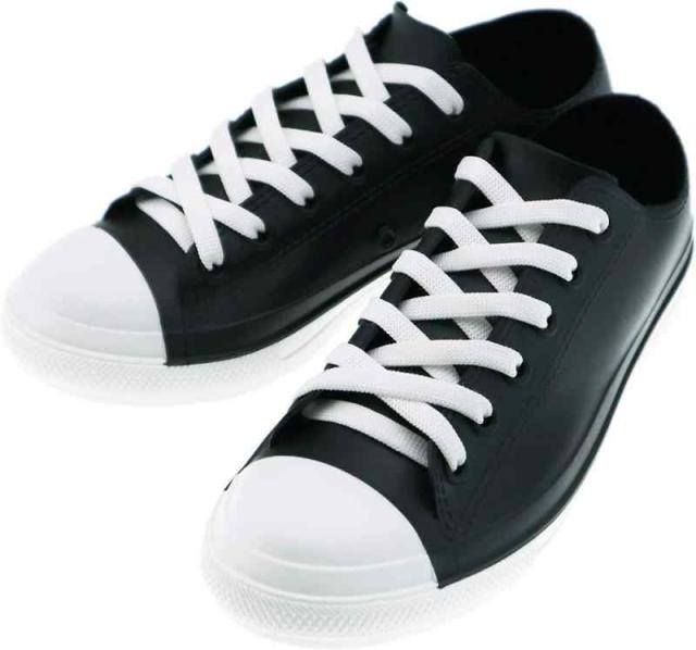 [minoaka] レインシューズ スニーカータイプ ローカット ハイカット [レディースM・L/全６色] レインスニーカー 雨靴 長靴 おしゃれ 婦人 女性 (23.5~24.5 cm, ローカット/ブラック×ホワイト)