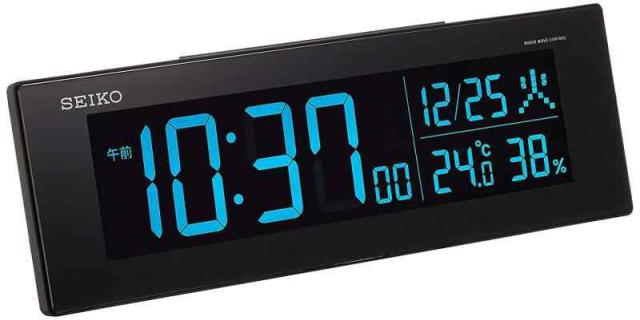 セイコークロック(Seiko Clock) セイコー クロック 置き時計 目覚まし時計 電波 デジタル 交流式 カラー液晶 シリーズ (01:選べる70色 ブラック)